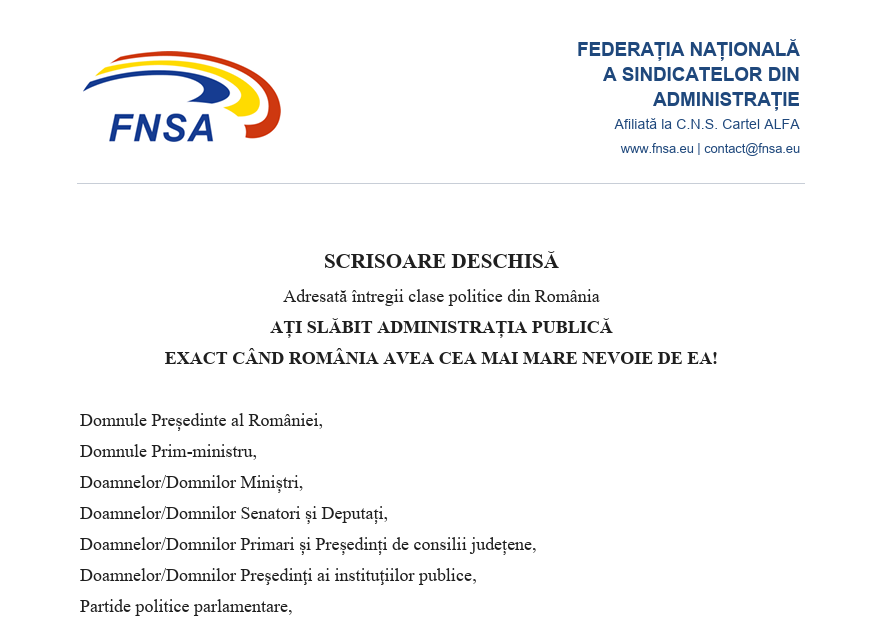 Pact Național pentru Capacitatea Administrativă! Sau prăbușire